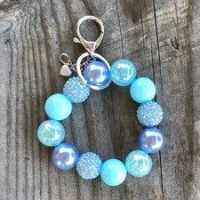 Wristlet Beaded Keychain Bracelet Key Ring, Key Chain with Heart Charm