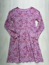 Lands End Girls 100 Cotton Butterfly Print Long Sleeve Dress Size L 14