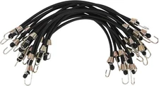 15 Pack Heavy Duty Bungee Cords with Hooks 10 Inch Mini Black, Black 