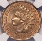 1909 Indian Cent, NGC MS64RB, Very Choice BU, Lustrous Brown Beauty, Tough Date!
