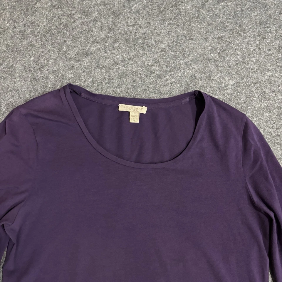 Top Burberry Brit para mujer manga 3/4 mediana ribete a cuadros púrpura Foto 3 de 4