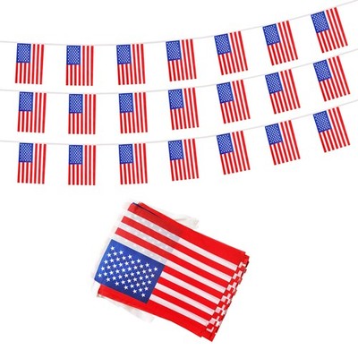 50 Ft USA Banner Flag String, 38 Pcs American Small Mini Flags, 4th of July I...