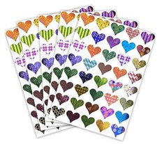 Valentines Heart Stickers with Assorted Patterns Metallic 200-Multicolor