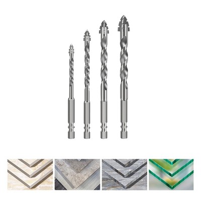Hartmetall Bohrer Set für Glas Holz Metall Fliesen 4 Stück 6mm 8mm 10mm 12mm