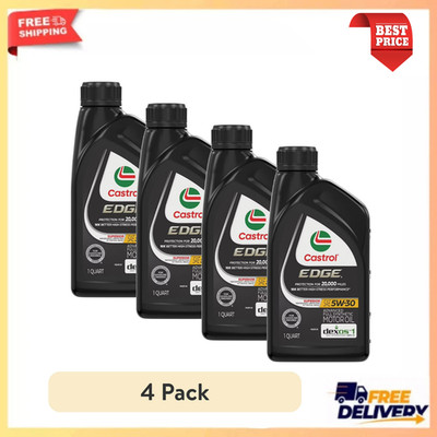 4Pack Castrol EDGE 5W-30 Full Synthetic Engine Oil 1 Qt Fuel Economy Boost