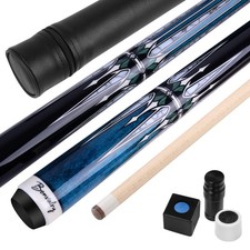 Pool Cue Kit - Stained Maple 58 Inch Pool Stick with Hard Case and Accessorie...