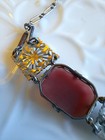 Art Deco Victorian Style Carnelian Marcasite Silver Panel Choker Necklace VTG  — photo 7