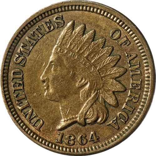 1864 Copper-Nickel Indian Cent ANACS AU50 Details Nice Eye Appeal Nice Strike