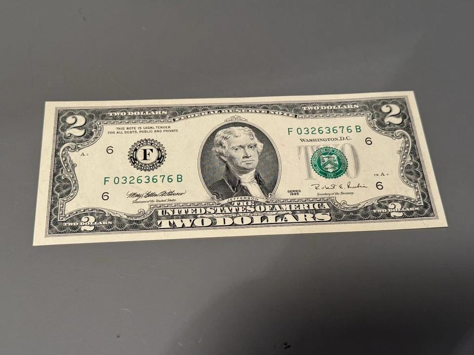 2.00 Dollar Bill Series 1995 F03263676B Uncirculated - Image 3 of 4