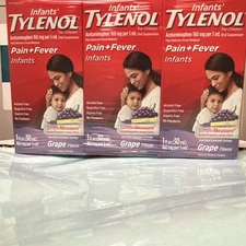 TYLENOL Infants Grape Flavor Fever Treatment - 1oz pack of 6 boxes of Tylenol 