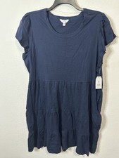 Time and Tru Blue Short Sleeve Tiered Midi Dress Size XXL