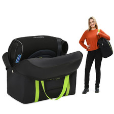 Booster Seat Travel Bag for Airplane, Black and Green, 17" H X 16.5" W X 9.5" D,
