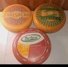 (3) Faux Cheese Wheels Jarlsberg Parrano Leerdammer Deli Advertising Plastic