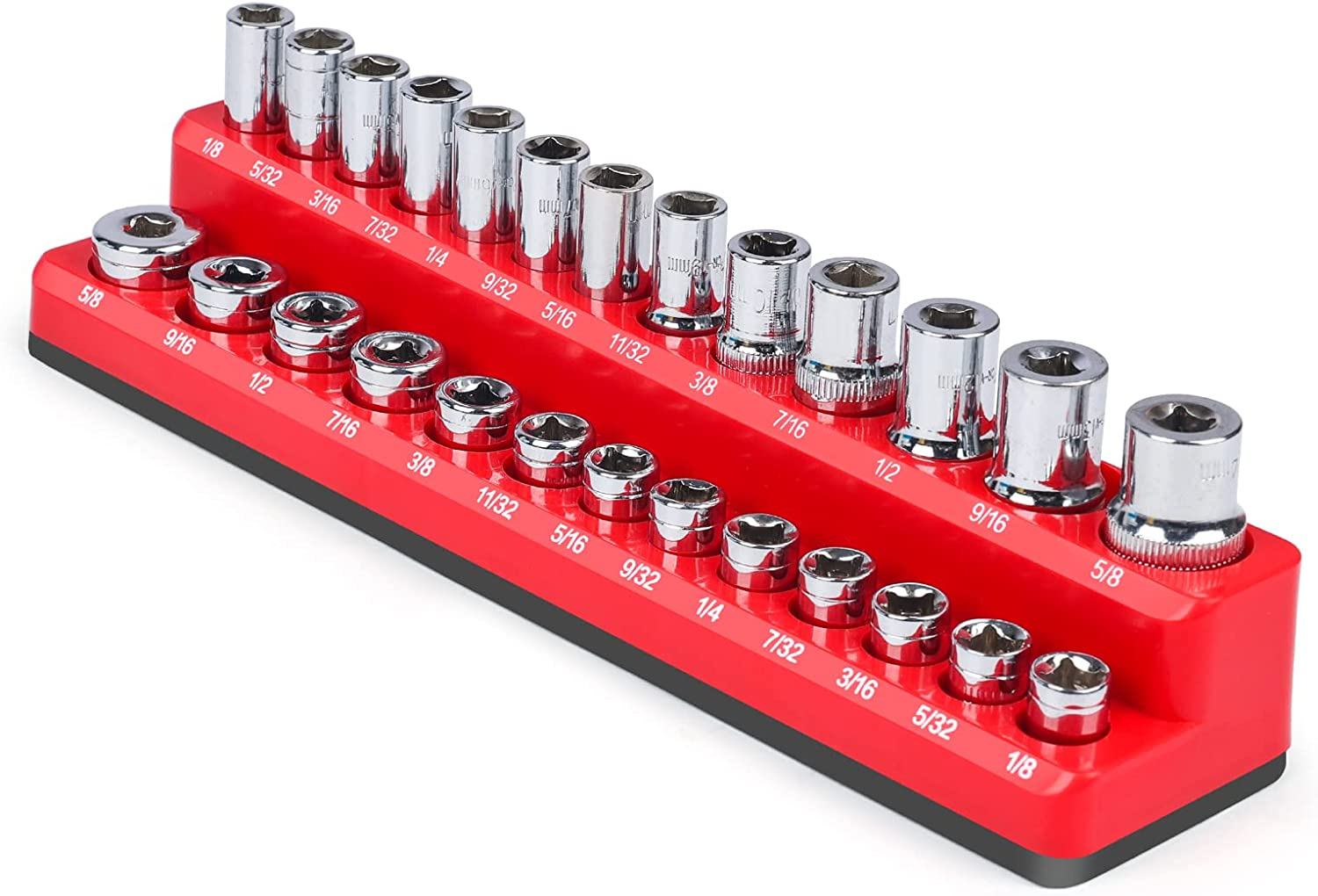 Magnetic Socket Holder, Socket Organizer SAE Red 1/4 Inch Drive, Socket ...