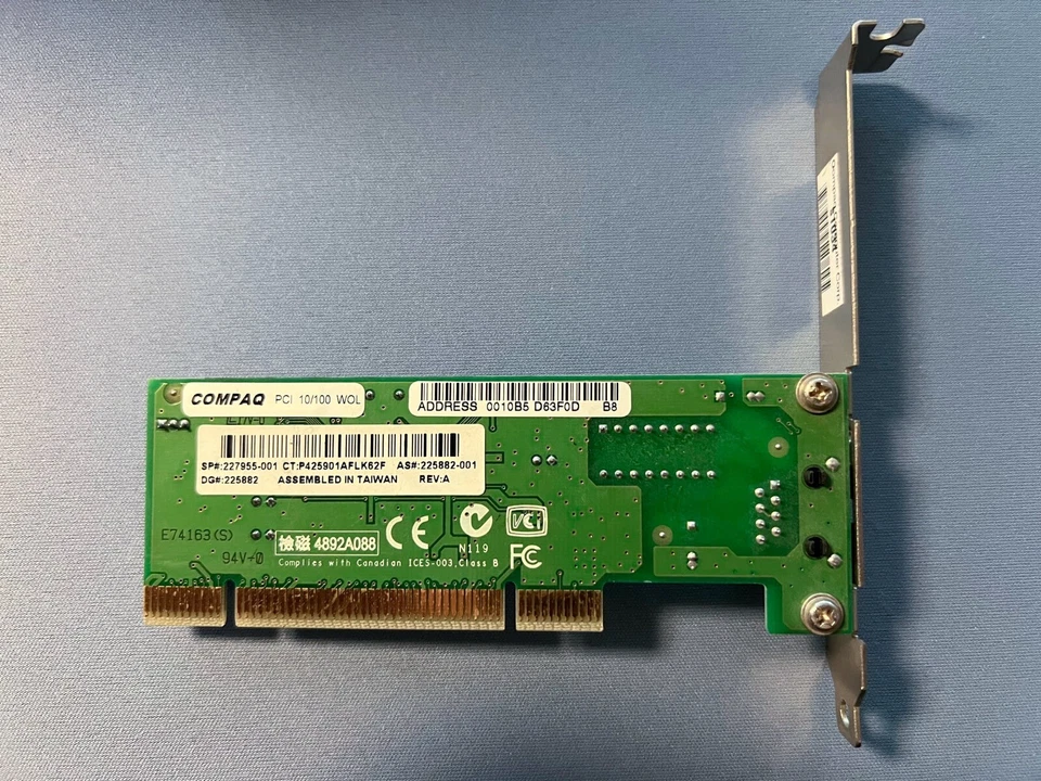 COMPAQ 10/100 Ethernet PCI Network LAN Adapter Card 142127-406 - Image 2 of 3