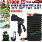 25-100FT Flexible Expandable Garden Water Hose Pipe Car Wash W/ Spray Nozzle Gun