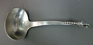 Sanborns Sterling Silver Cream/Gravy Ladle-Peas & Blossom-Plain Bowl-Hallmarked