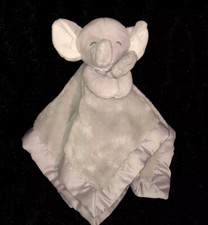 Carters Gray Elephant Soft Plush Baby Lovey Security Blanket Satin Trim 14  x14  