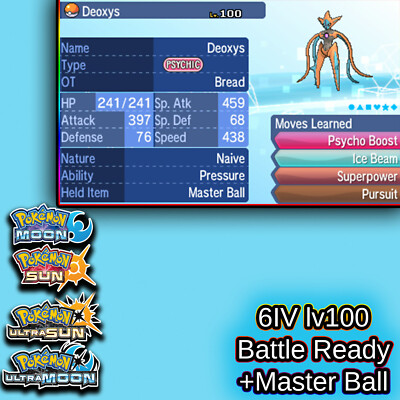 All 4 DEOXYS 6IV Forms / lv100 BR Mythicals / Pokemon XY ORAS Ultra Sun/Moon  3DS