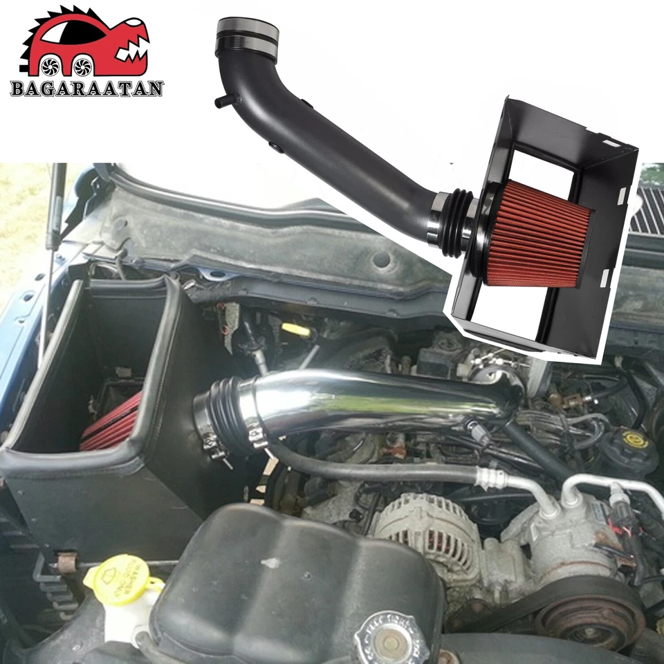 Sistema de admisión de aire frío rojo + protector térmico para Dodge Ram 1500 2500 2002-08 4,7/5,7 L Foto 2 de 4