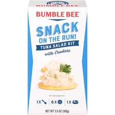 (3)BUMBLE BEE Snack on the Run! Tuna Salad with Crackers Kit, High Protein Snack