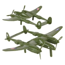TimMee Processed Plastic WW2 P-38 Lightning Green Fighter Plane Tim Mee Aircraft