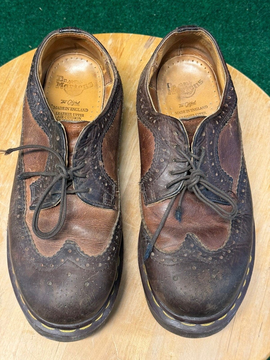 Martin DM made in USA ジャンク Vintage Dr Martens Brown Leather Brogue Shoes Size 5 Made in
