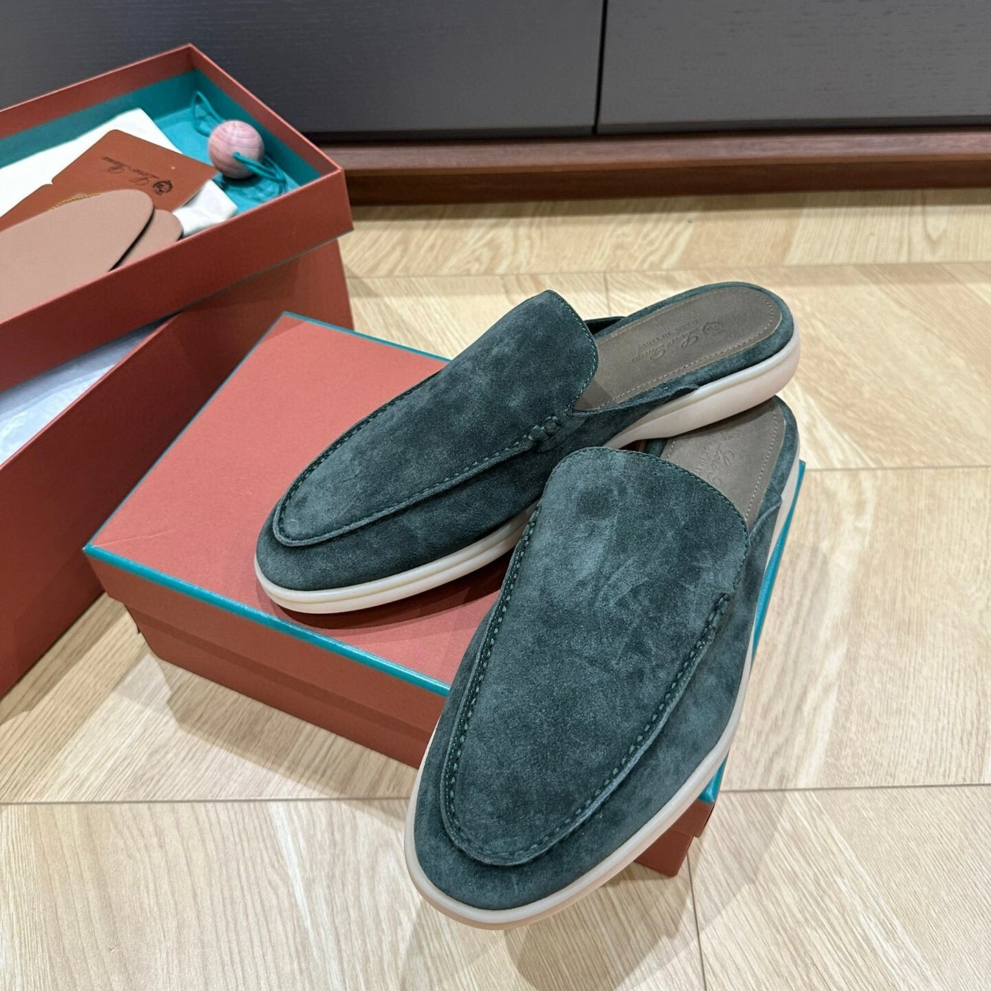 PANTOFOLA D’ORO Pantofole ciabatte uomo stile italiano vera pelle scamosciata mules slip on scarpe casual