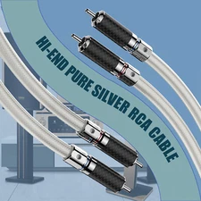 Pure Silver Coaxial Cord Rhodium Plated Plug HiFi Audio Interconnect RCA Cable
