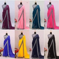 Women's Georgette Saree with Separate Blouse Piece