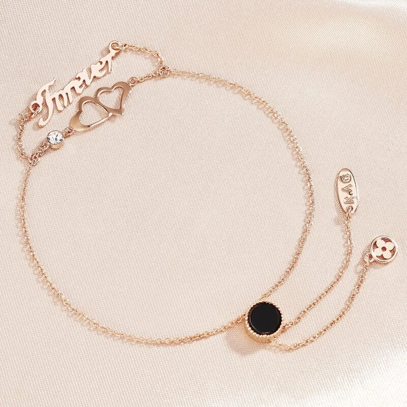 18K Rose Gold Filled Forever Double Heart Round Flower Adjustable Slide Bracelet Foto 3 de 4