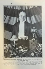 1924 Vintage Magazine Illustration President Calvin Coolidge