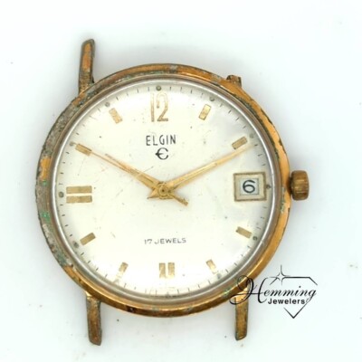 Vintage Elgin Watch 17j w/Date 870-Not Working-As Is for Parts/Repairs