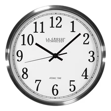 WT-3126B La Crosse Technology 12" Stainless Steel Frame Atomic Analog Wall Clock