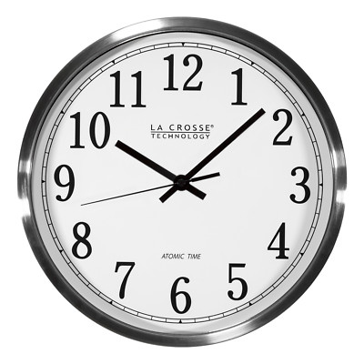 WT-3126B La Crosse Technology 12'' Stainless Atomic Analog Wall Clock - Open Box