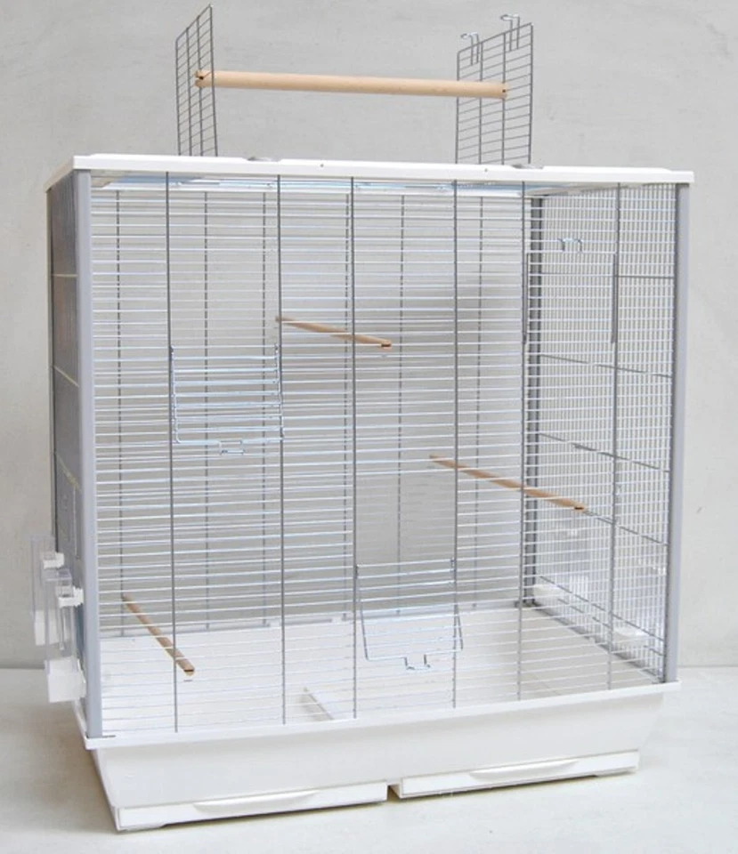 Grand Volière Cage À Oiseaux Ollesch Pour Perroquets Chrom Noir Avec Perchoir - Photo 1/1