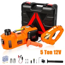 Electric Car Jack Kit 5Ton 12V Hydraulic Car Jack Lift w/Electric Impact Wrench