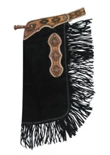 Black Suede Leather Chinks with Navajo Tooling - Chaps NEW