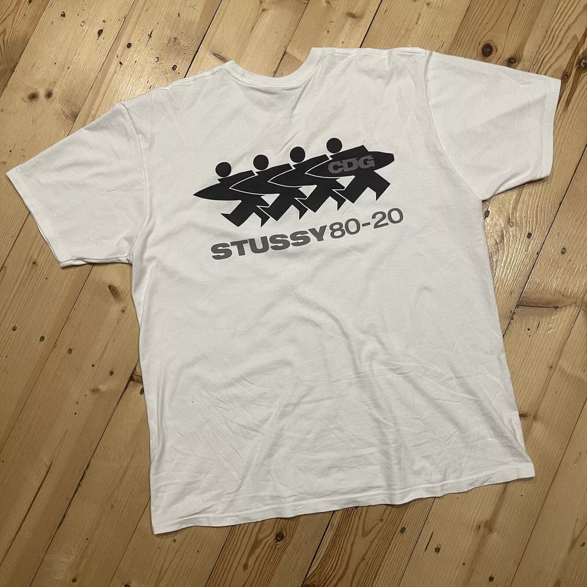 Stussy CDG Surfman Extra Large XL White Tshirt AUTHENTIC Stüssy