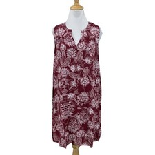GAP Sleeveless Dress Women S Small Zen Floral Split V Neck Woven Shift Pockets