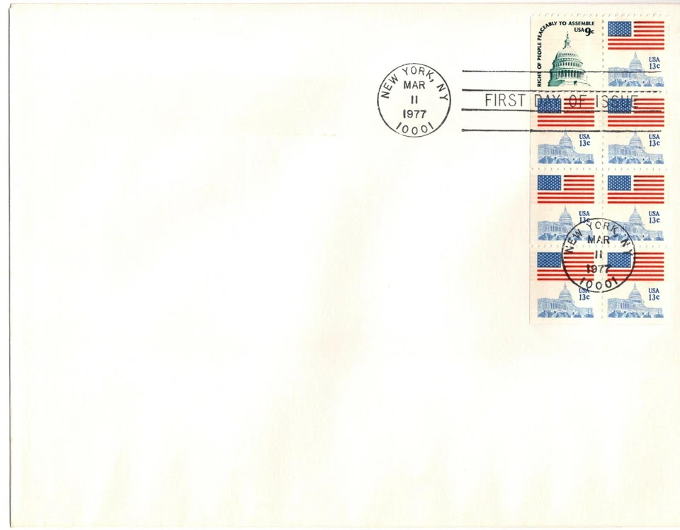 5 FIRST DAY COVERS U.S. POSTAGE STAMPS AMERICAN FLAG 11 MARCH 1977 VINTAGE - Image 2 of 2