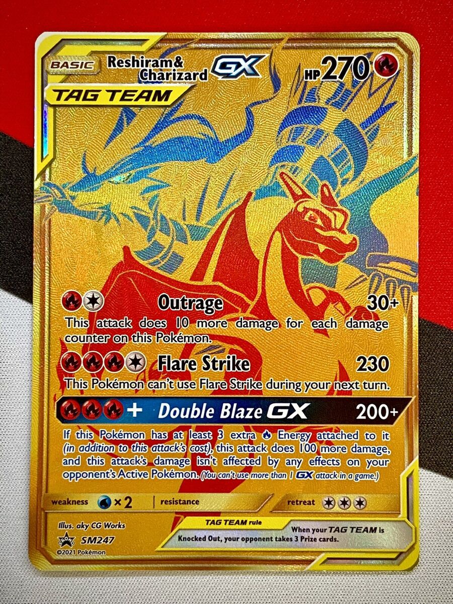 JUMBO Reshiram & Charizard GX Tag Team Gold Promo SM247 JUMBO Reshiram & Charizard GX Tag Team Gold Promo SM247