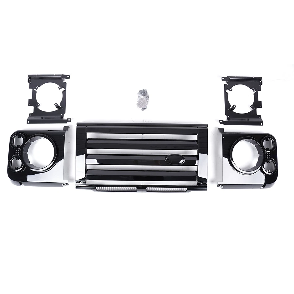 LAND ROVER DEFENDER FRONT SVX STYLE GRILLE & HEADLAMP SURROUND ORIGINAL LIGHTS - Image 2 of 4