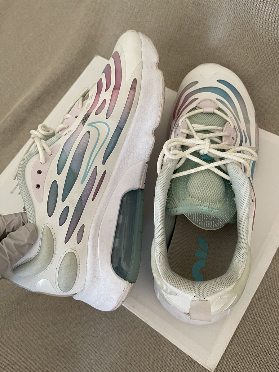 nike air max exosense sneakers in silver and cream