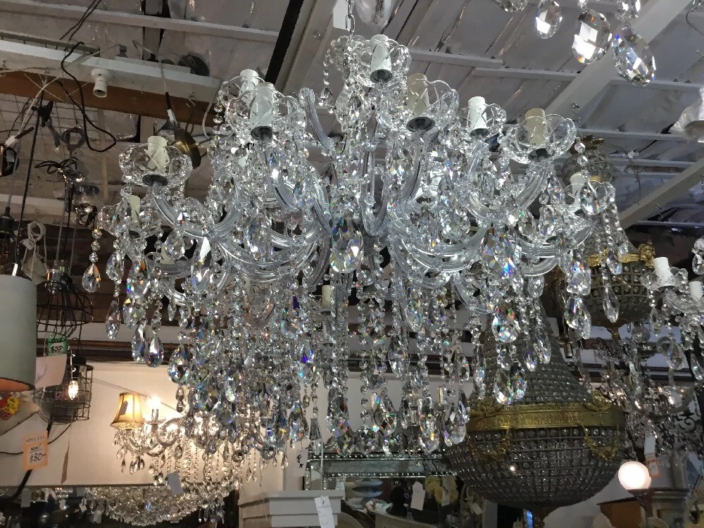 HUGE 18 LIGHT CRYSTAL CHANDELIER NEW VINTAGE FOYER LOUNGE ROOM