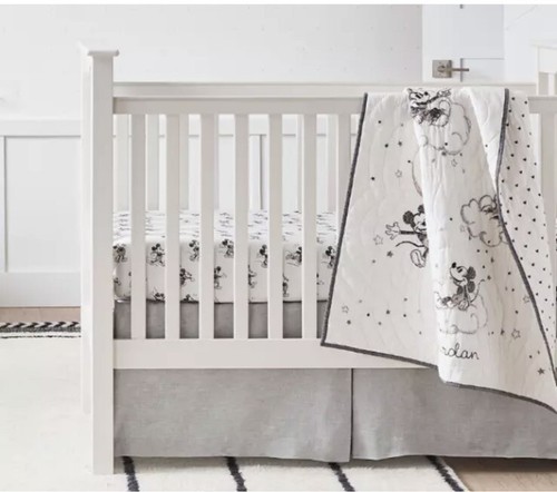 Pottery Barn Kids Belgian Flax Linen Gray Crib Bed Skirt - Picture 1 of 3