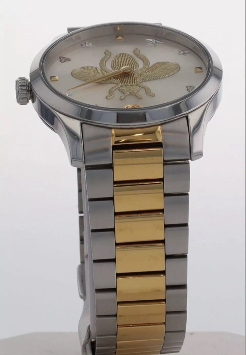 NWT Full Set Gucci Watch G-Timeless Two Tone Bee Unisex 38mm Steel YA1264131 Gucci G-Timeless 38mm Silver Bee Dial Two-Tone Steel Women main image 4