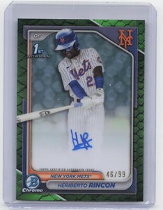 2024 Bowman Chrome #CPA-HR Heriberto Rincon 1st Green Reptillian Auto /99