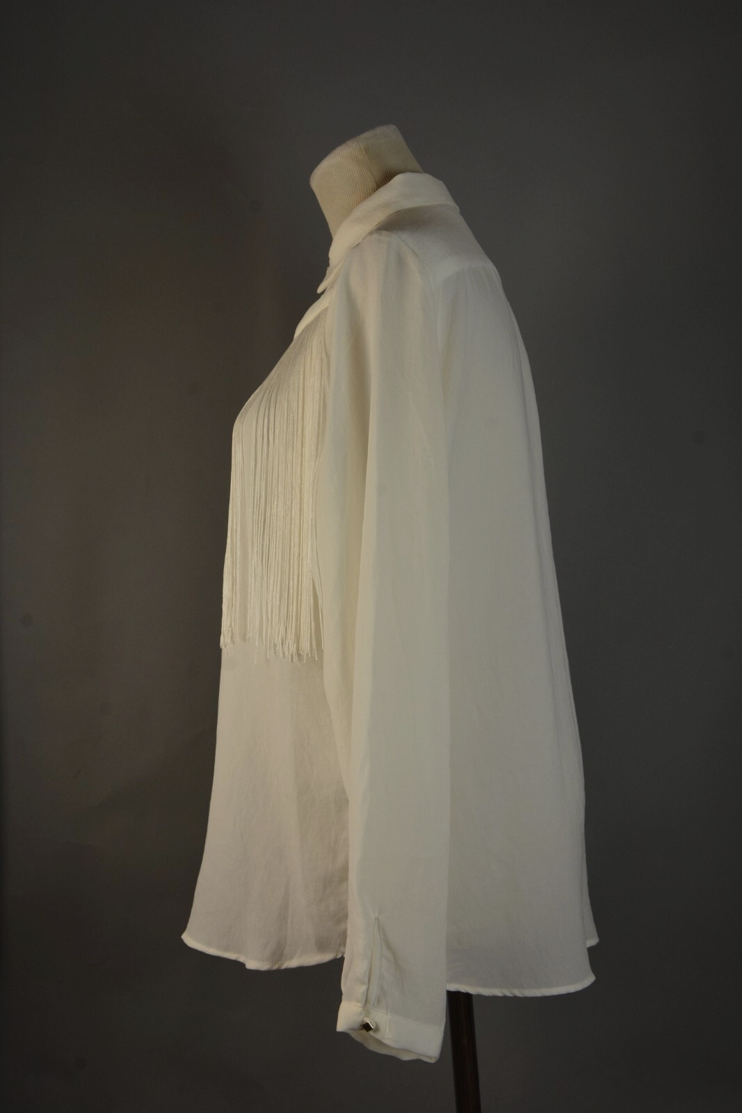 Zara Basic White Pleated Button Up Blouse Size M - image 4