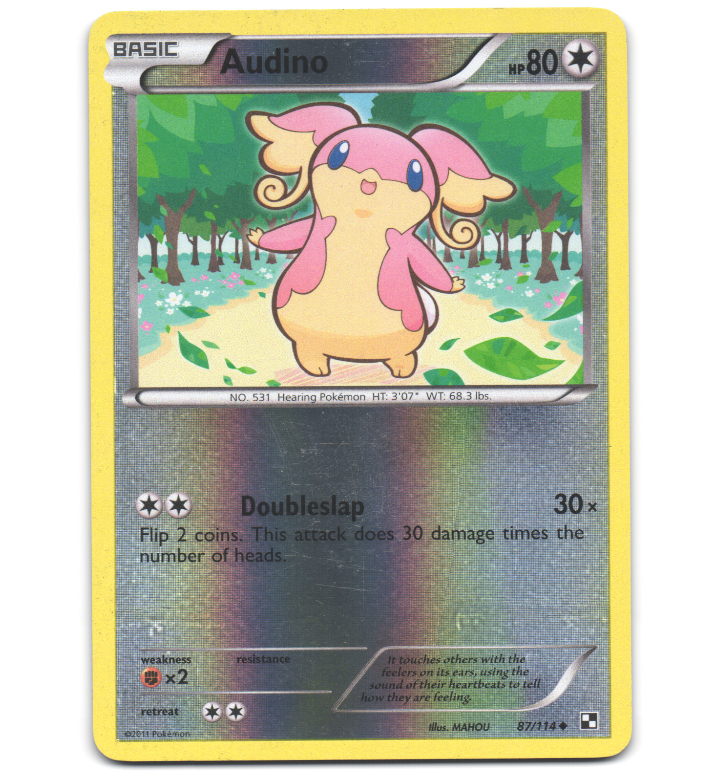 Pokemon 2011 Light Play Audino Black & White REVERSE 87/114 Card